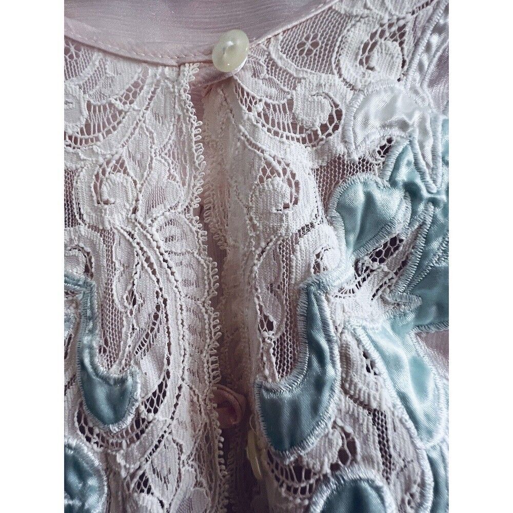 Natori Saks Fifth Ave Lt Pink Satin Lace Embroidered Nightgown Sz Small - Picture 7 of 12